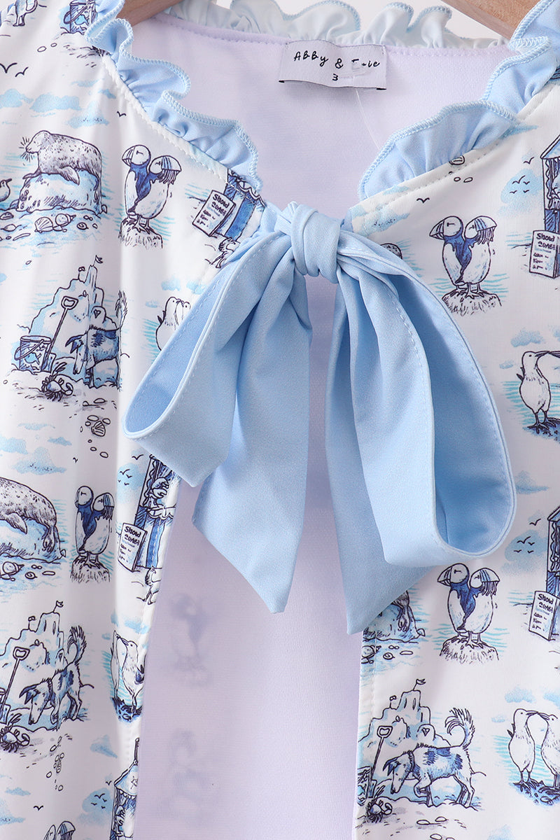 Girls' Blue Beach UPF 50+ Swim Coverup