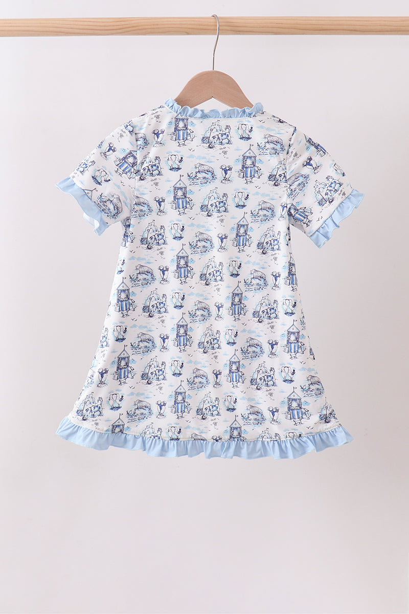 Girls' Blue Beach UPF 50+ Swim Coverup