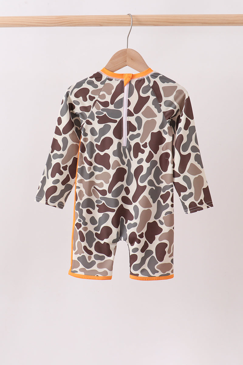 Girls' Camo Mallard Embroidered UPF 50+ One-Piece Swimsuit