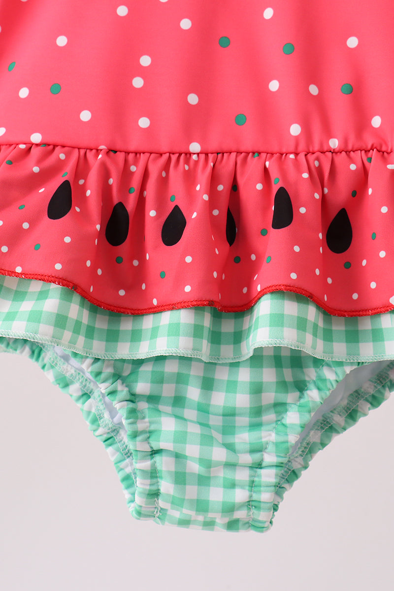 Girls' Red Watermelon UPF 50+ One-Piece Swimsuit