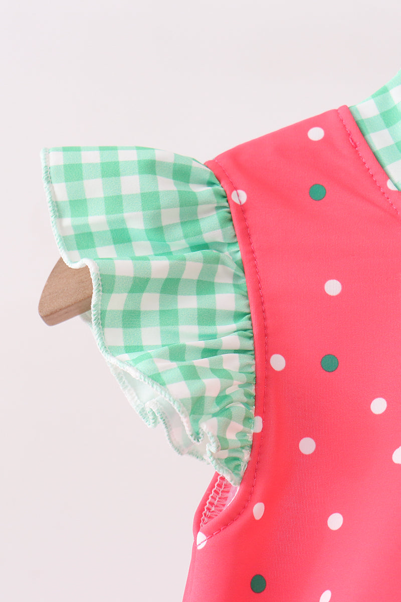 Girls' Red Watermelon UPF 50+ One-Piece Swimsuit
