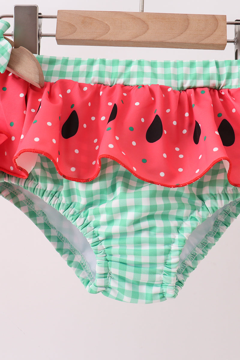 Girls' Red Watermelon Smocked UPF 50+ Two-Piece Swim Set