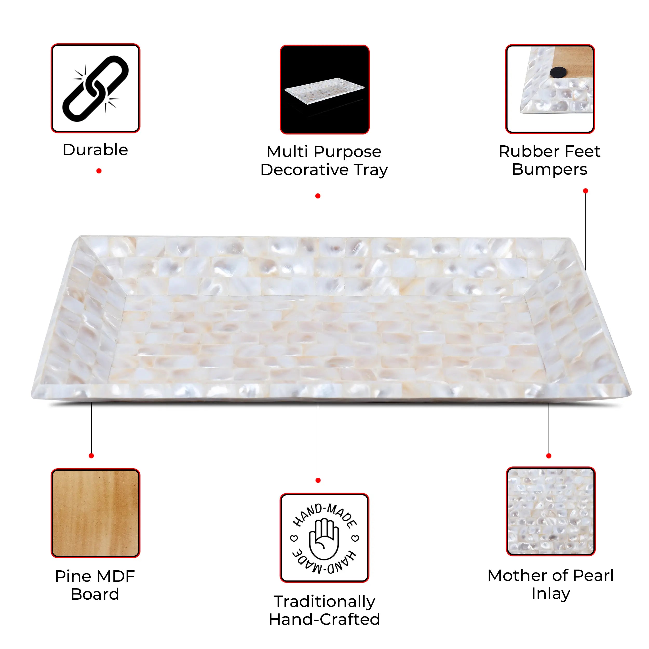 Mother of Pearl Decorative Tray – Handmade Artisan Home Accent