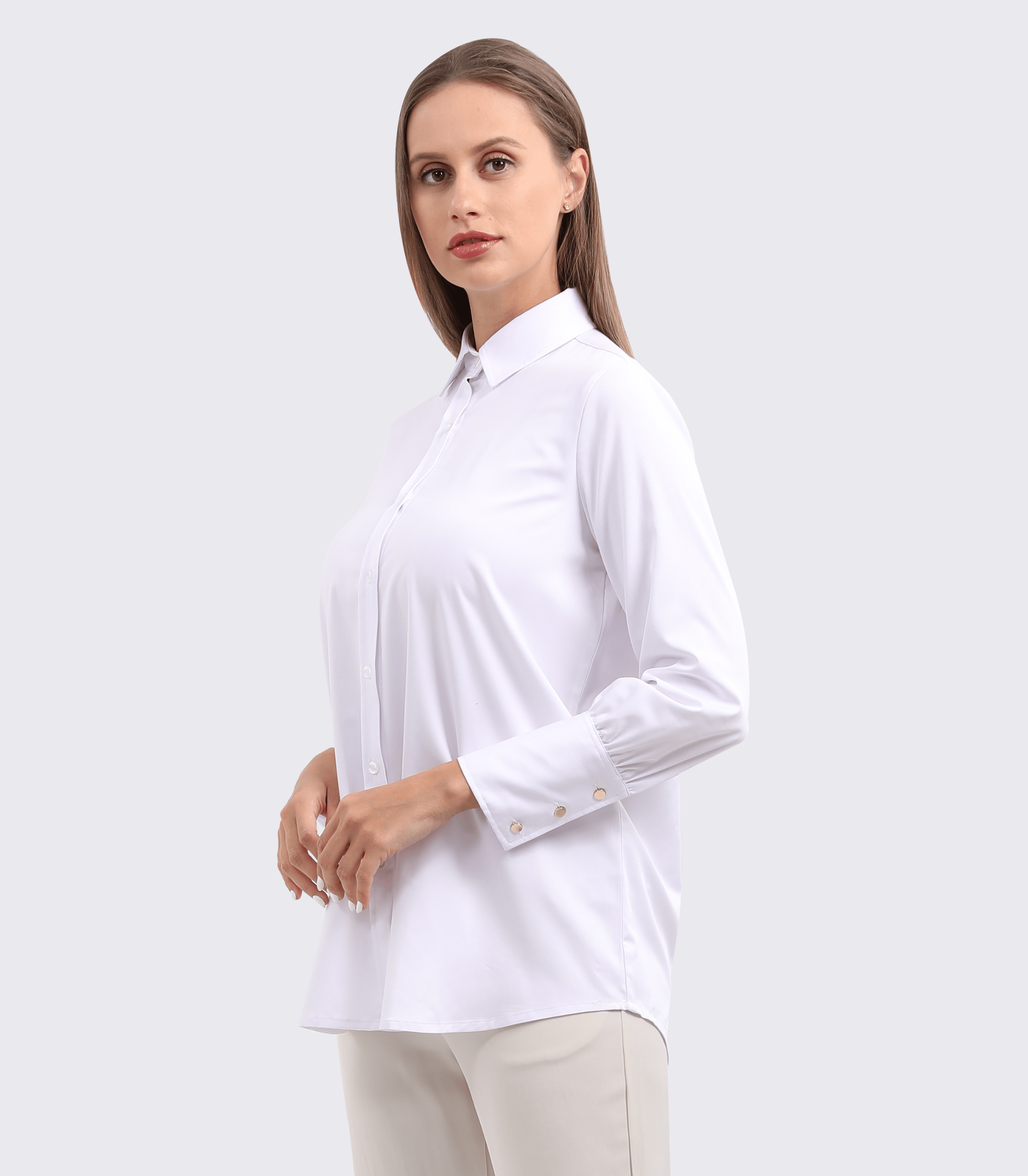 Maternity Button-Down Blouse – Organic Bamboo Long Sleeve