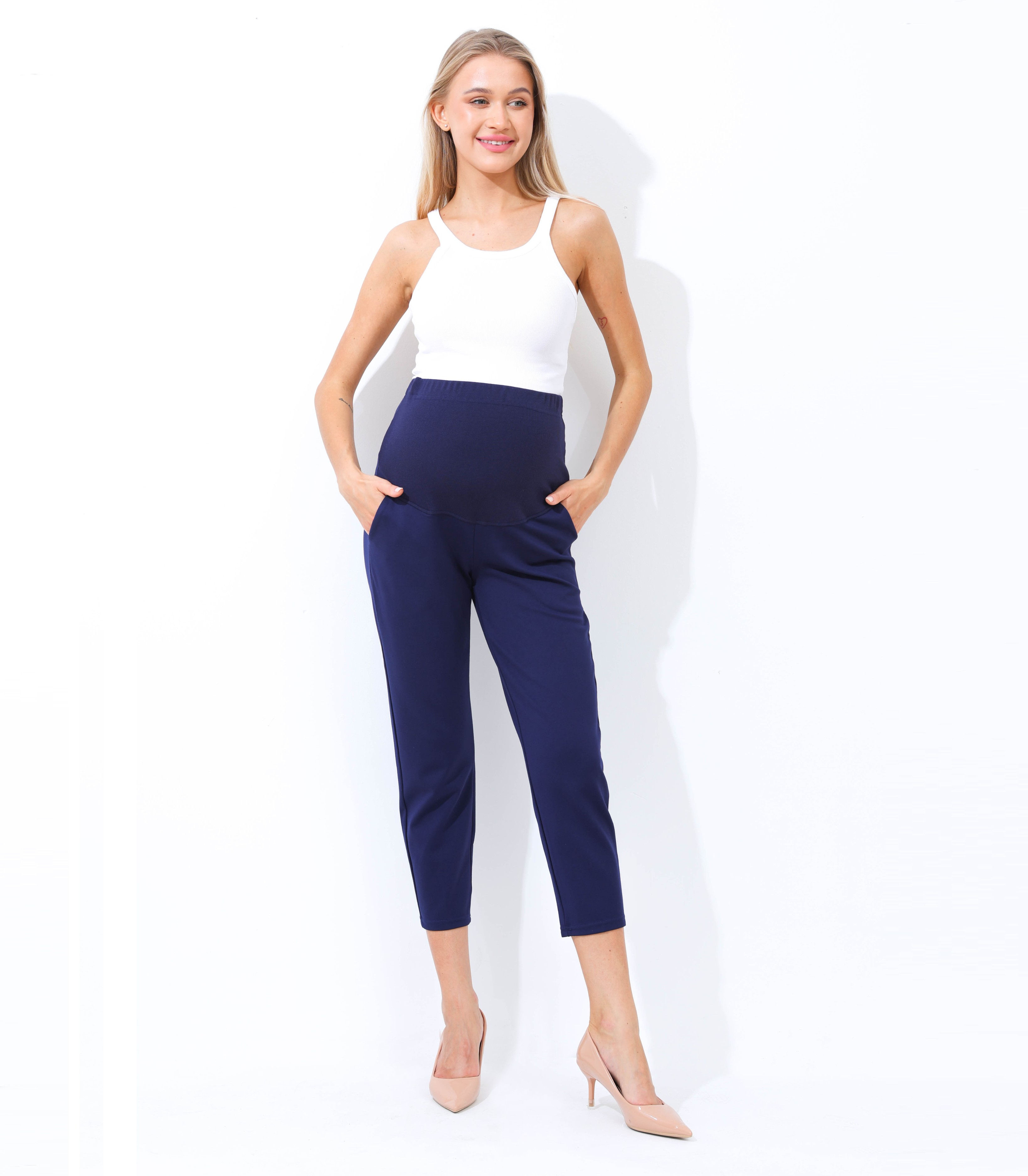 Maternity Trouser Pants – Over-the-Bump Regular Fit with Pockets