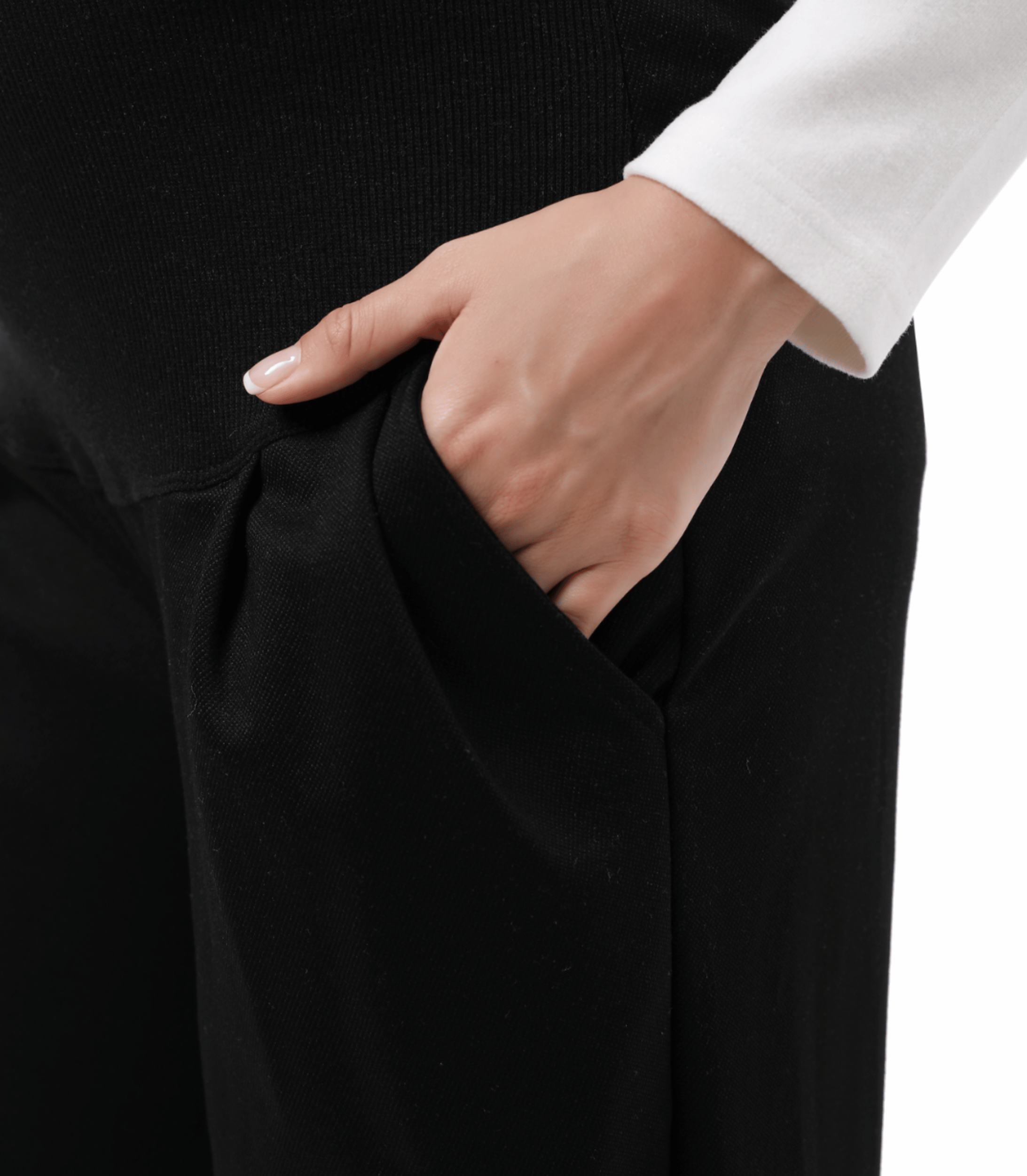 Umstands-Hose mit weitem Bein – knöchellange Überbauchhose