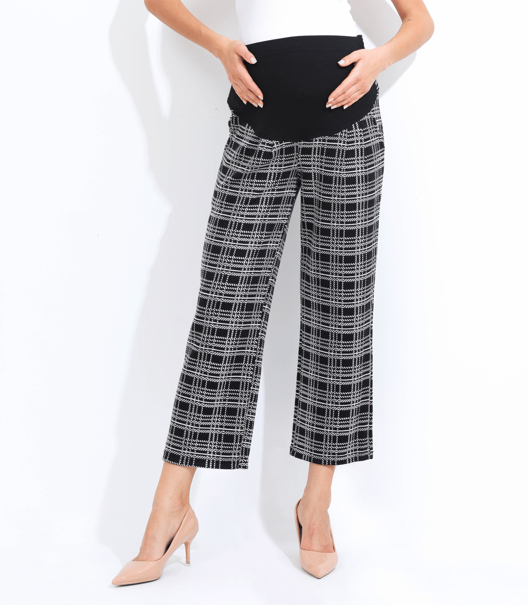 Umstands-Hose mit weitem Bein – knöchellange Überbauchhose
