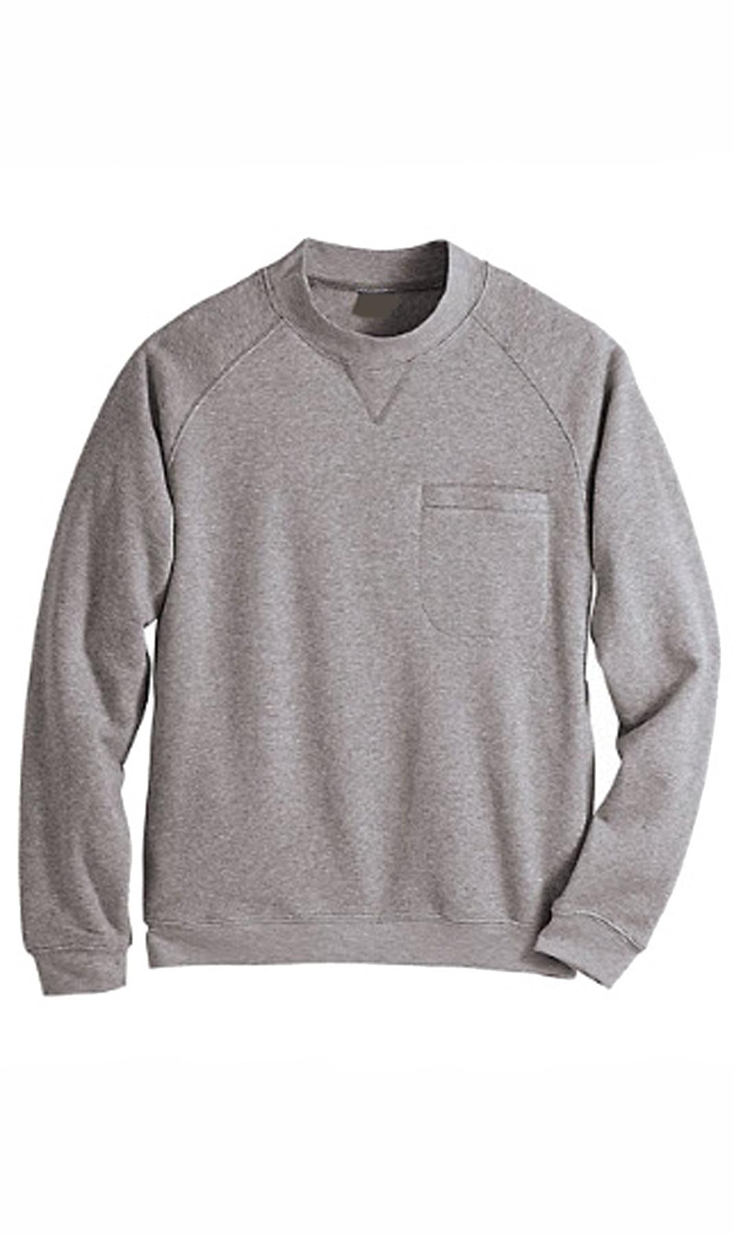 Herren 3-Taschen-Fleece-Sweatshirt mit Raglan-Nähten, Brusttasche und etikettenlosem Nacken
