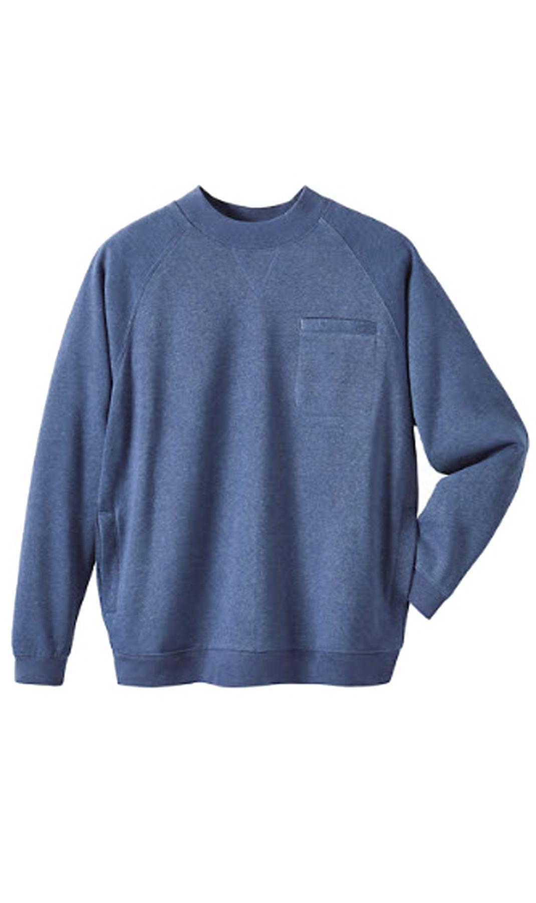 Herren 3-Taschen-Fleece-Sweatshirt mit Raglan-Nähten, Brusttasche und etikettenlosem Nacken