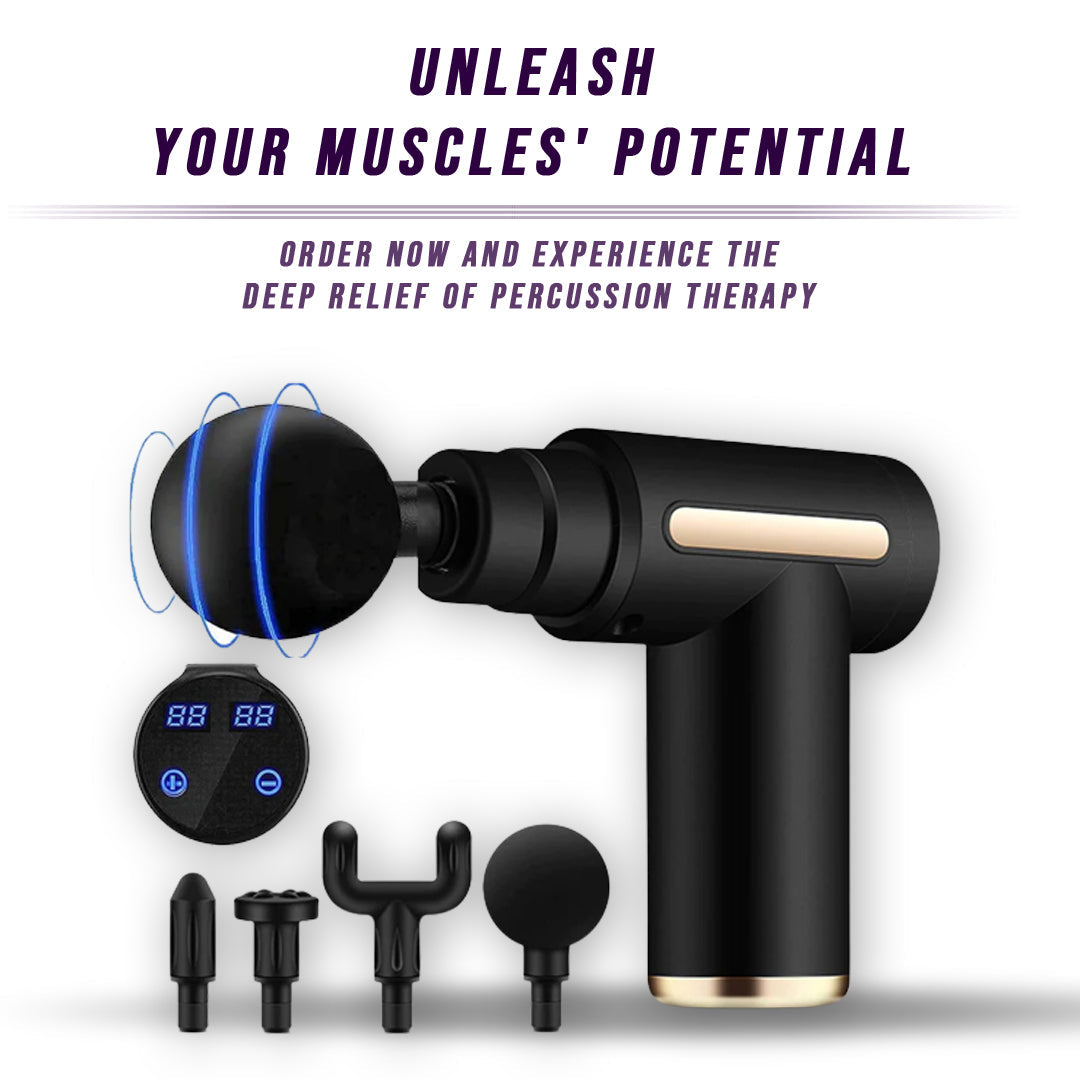 Muscle Massage Gun | Deep Percussion Therapy | 4 Heads & 6 Speed Settings
