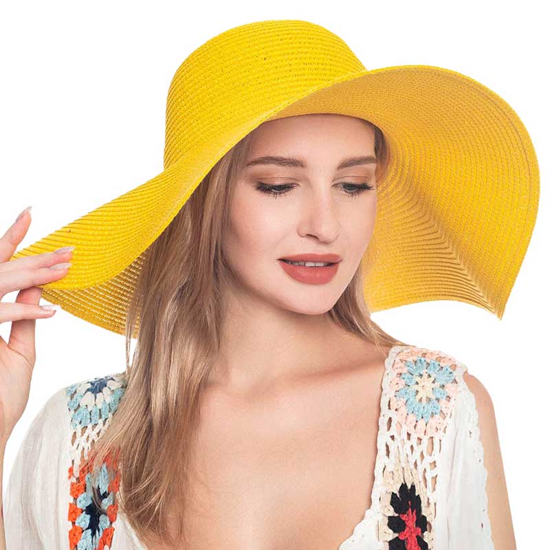 Solid Floppy Straw Sun Hat – Wide Brim, UV Protection, Packable & Crushable