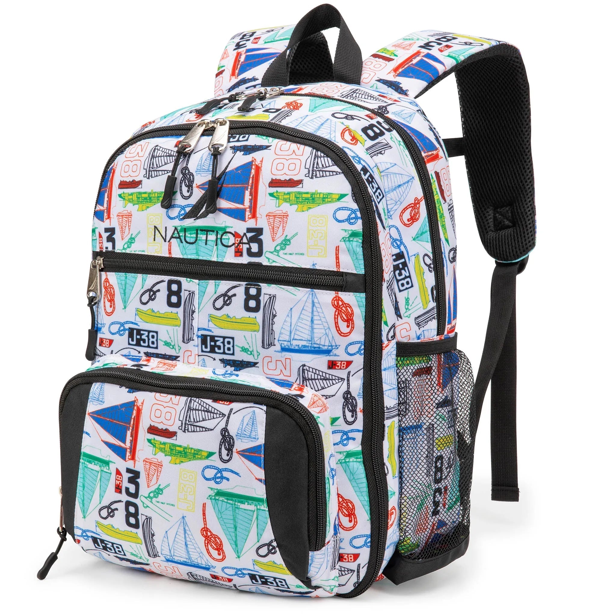 Nautica Sailboats Kids Backpack – 16" School Bag with Laptop Slot