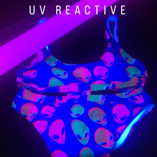 Women's Neon Alien Blast UV Blacklight Reactive Sport Bikini Set – Rave & Pool