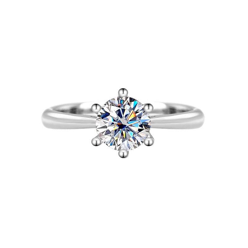 Classic 6-Prong Moissanite Engagement Ring | S925 Sterling Silver | 0.5–3ct