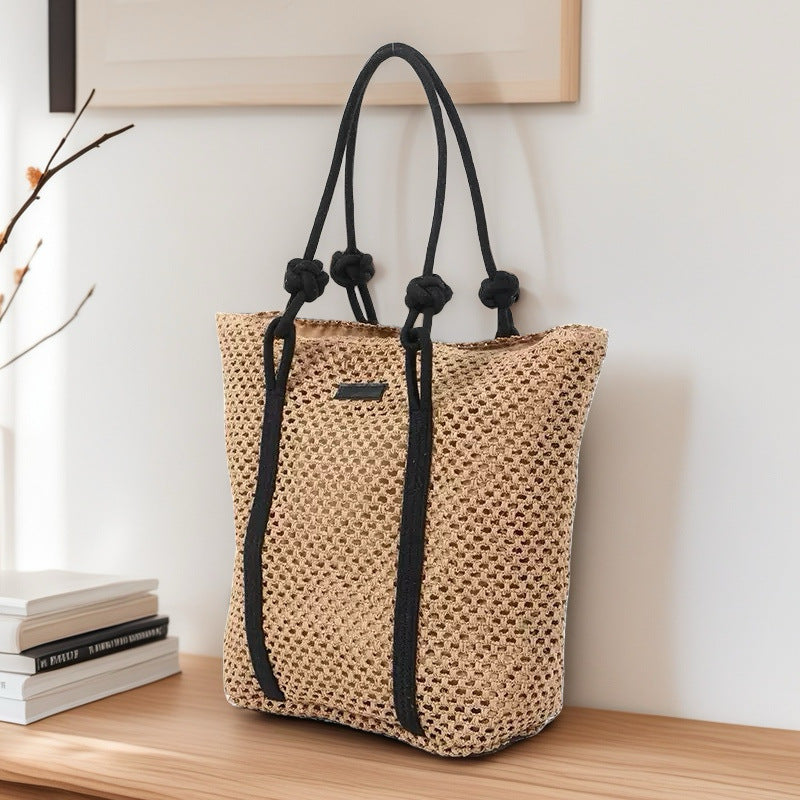 Hollow-Out Paper Rope Woven Tote