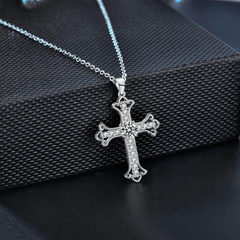 Moissanite Cross Necklace – S925 Sterling Silver | VVS1 D Color | GRA Certified