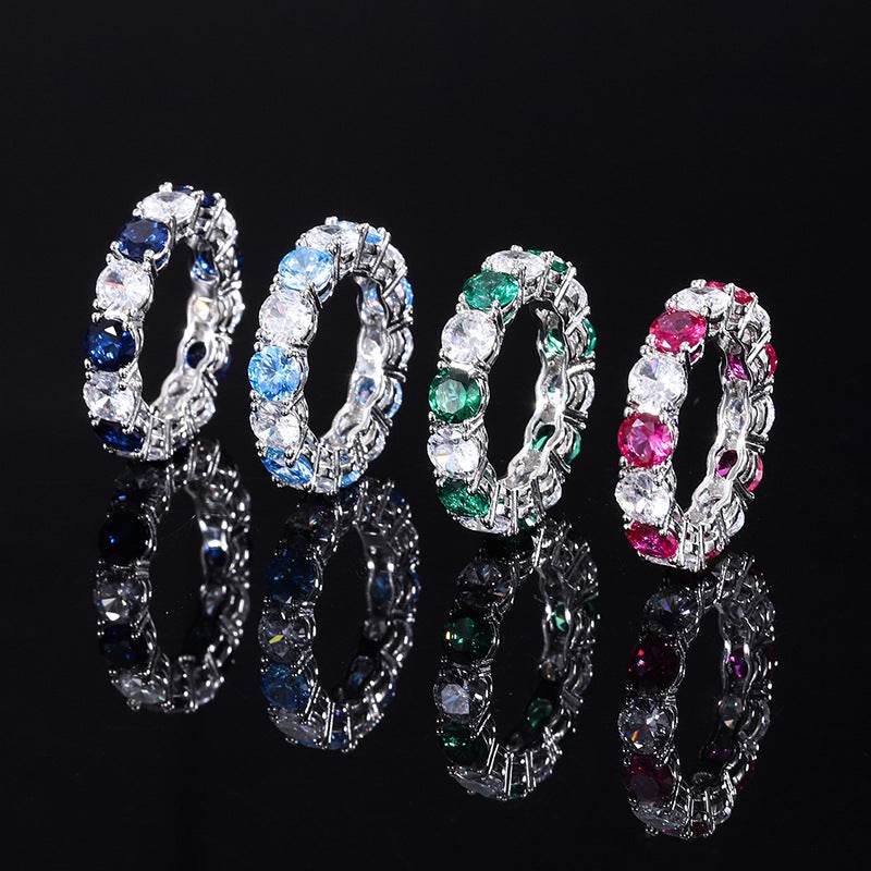 S925 Sterling Silver CZ Band Ring | Retro Geometric, 4 Colors