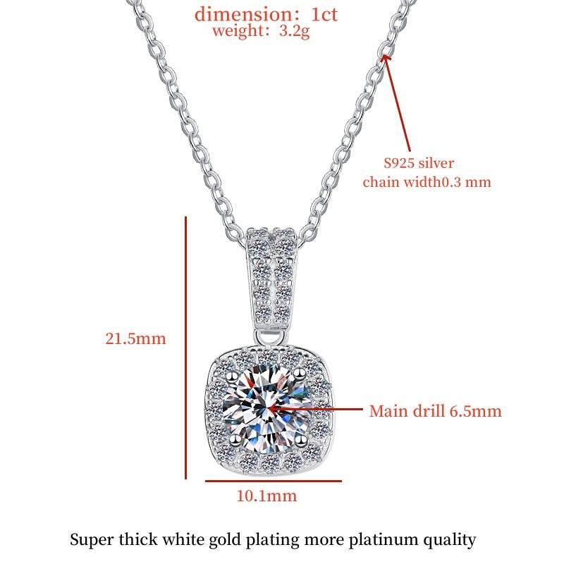 Colorful Moissanite Halo Pendant Necklace | S925 Sterling Silver | 12 Colors