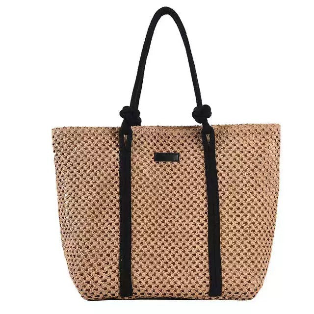 Hollow-Out Paper Rope Woven Tote