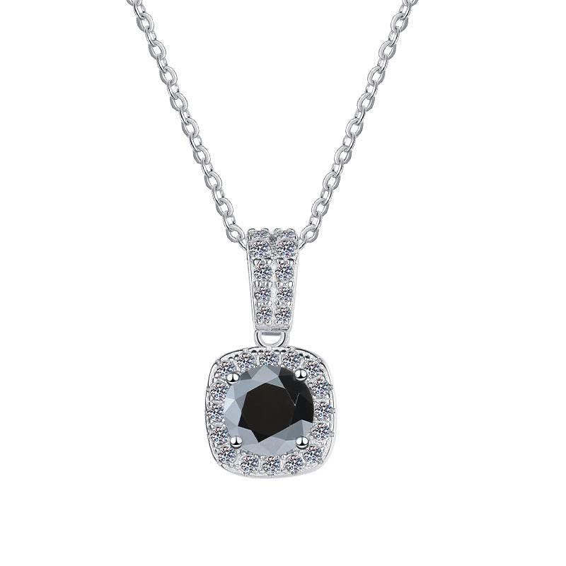 Colorful Moissanite Halo Pendant Necklace | S925 Sterling Silver | 12 Colors