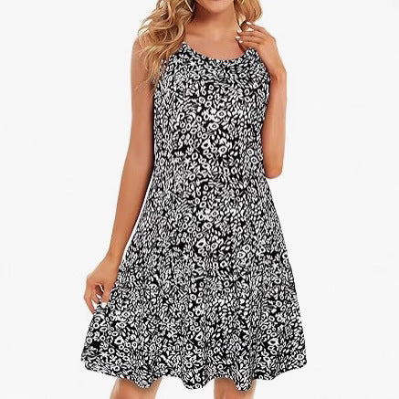 Tropical Print Beach Dress – Women’s Casual Coastal Vacation Dress with Pockets