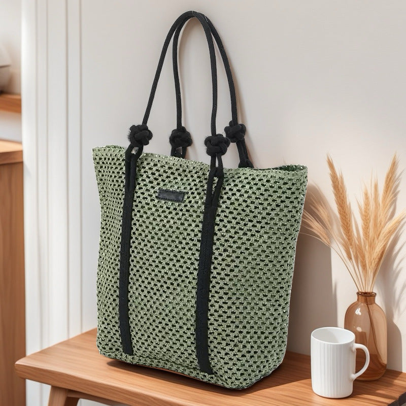 Hollow-Out Paper Rope Woven Tote