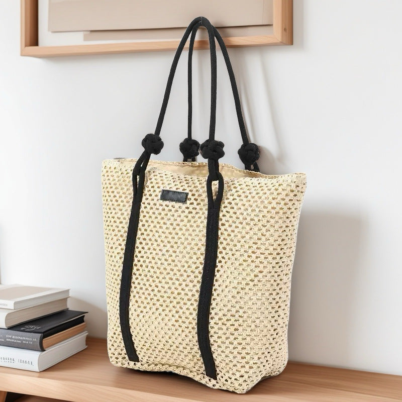 Hollow-Out Paper Rope Woven Tote