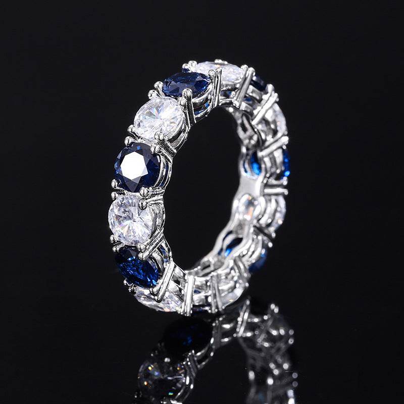 S925 Sterling Silver CZ Band Ring | Retro Geometric, 4 Colors
