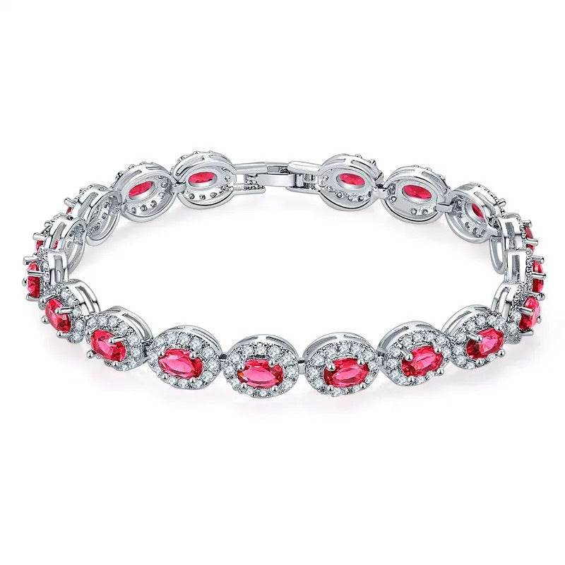 Multicolor CZ Halo Tennis Bracelet | Gold Plated Brass | 5A Cubic Zirconia