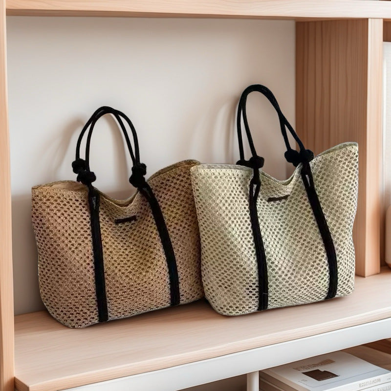 Hollow-Out Paper Rope Woven Tote
