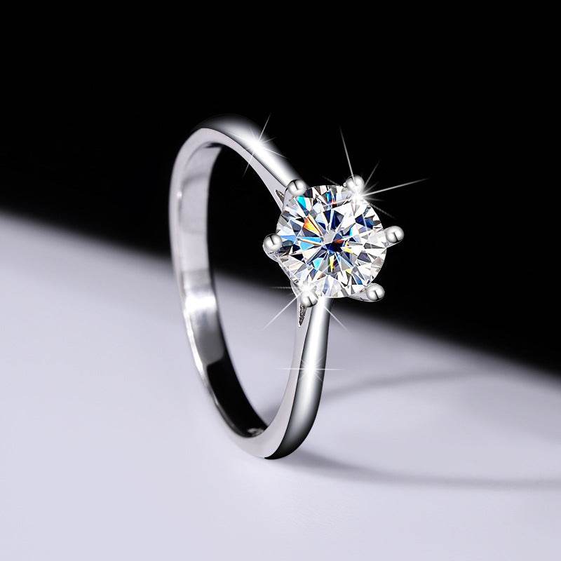 Classic 6-Prong Moissanite Engagement Ring | S925 Sterling Silver | 0.5–3ct