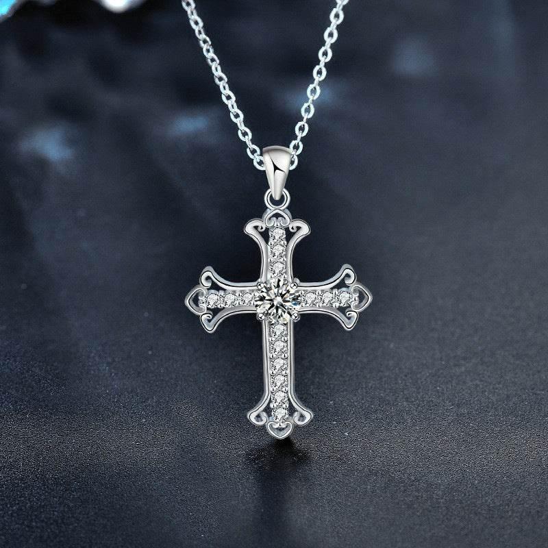 Moissanite Cross Necklace – S925 Sterling Silver | VVS1 D Color | GRA Certified