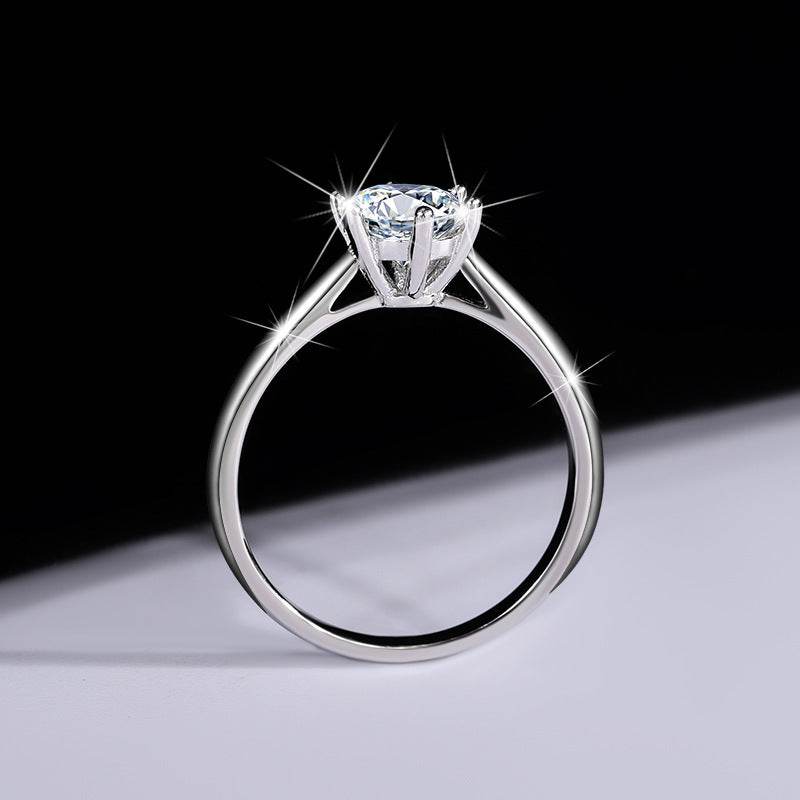 Classic 6-Prong Moissanite Engagement Ring | S925 Sterling Silver | 0.5–3ct