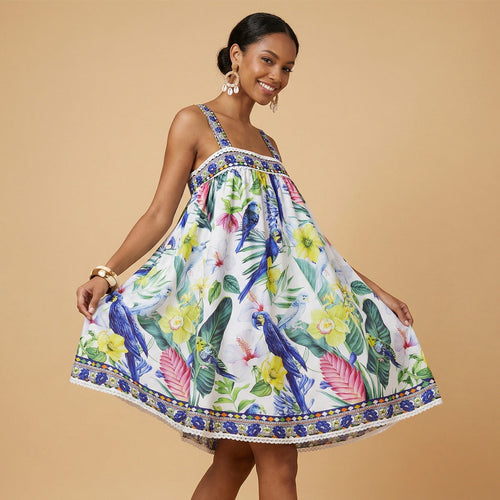 Strandkleid Bademode Spitze schulterfrei Batikdruck Badeanzug Strand