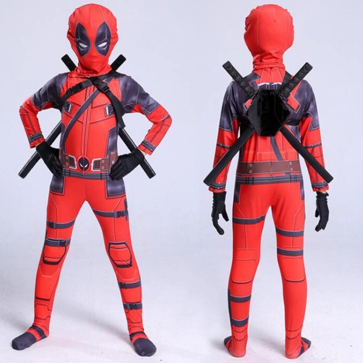 Red superhero costume with black accents on a white background