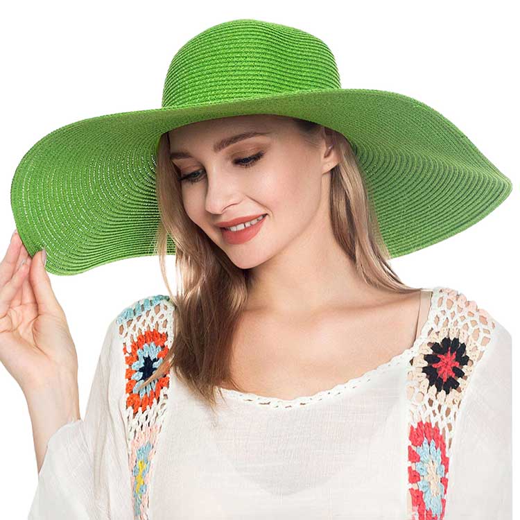 Solid Floppy Straw Sun Hat – Wide Brim, UV Protection, Packable & Crushable