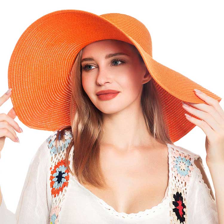 Solid Floppy Straw Sun Hat – Wide Brim, UV Protection, Packable & Crushable