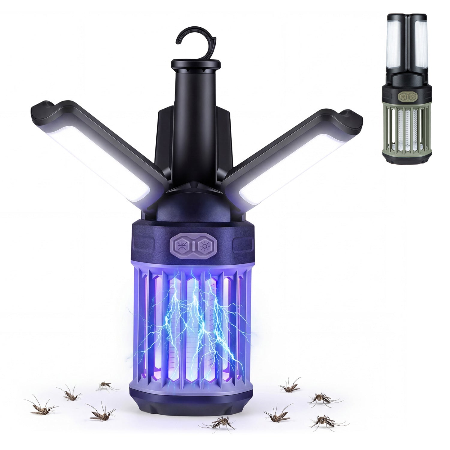 Outdoor Bug Zapper & Foldable Camping Lantern – USB-C Rechargeable, 3-in-1 Mosquito Killer