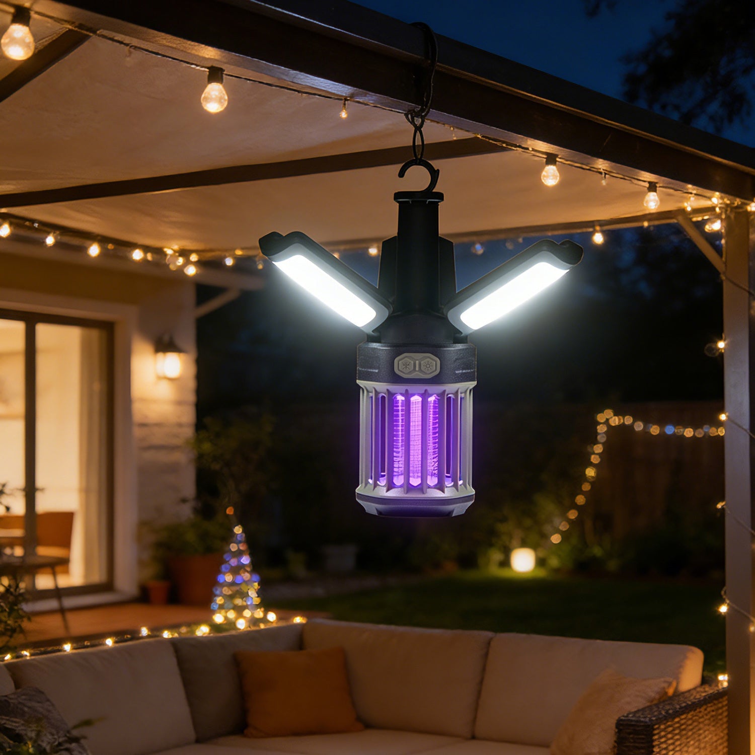 Outdoor Bug Zapper & Foldable Camping Lantern – USB-C Rechargeable, 3-in-1 Mosquito Killer
