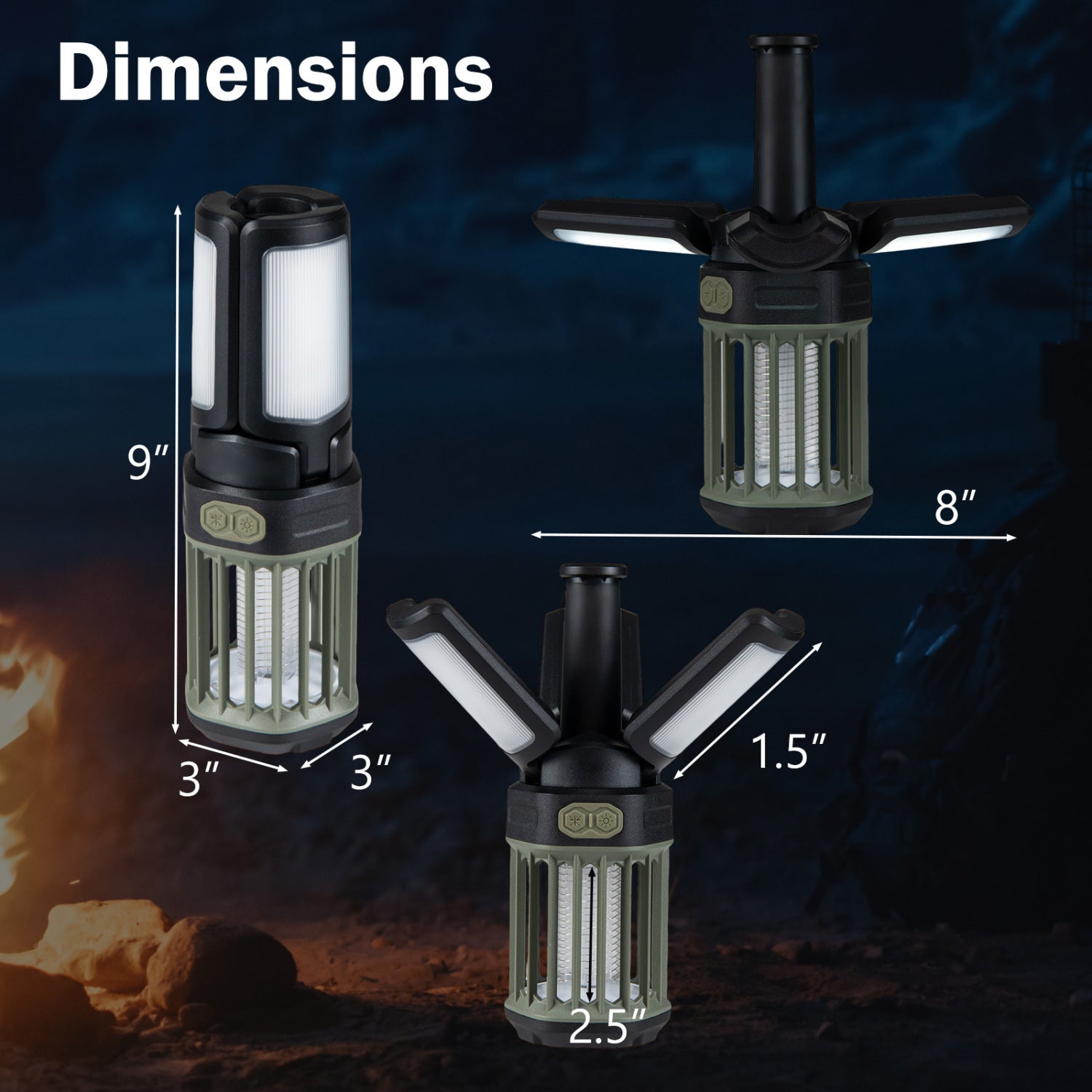 Outdoor Bug Zapper & Foldable Camping Lantern – USB-C Rechargeable, 3-in-1 Mosquito Killer