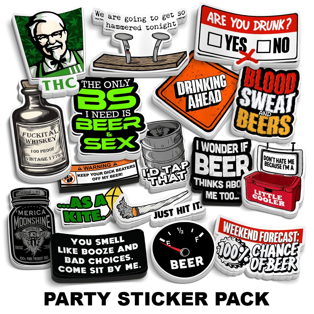 Party Sticker Pack | 17 Best-Selling Rude & Crude Vinyl Stickers
