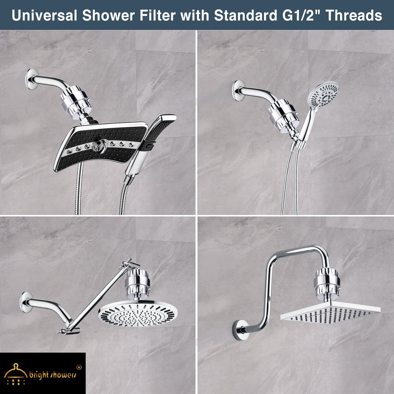 Universal Shower Head Filter | 4-in-1 Filtration | Chlorine & Heavy Metal Removal