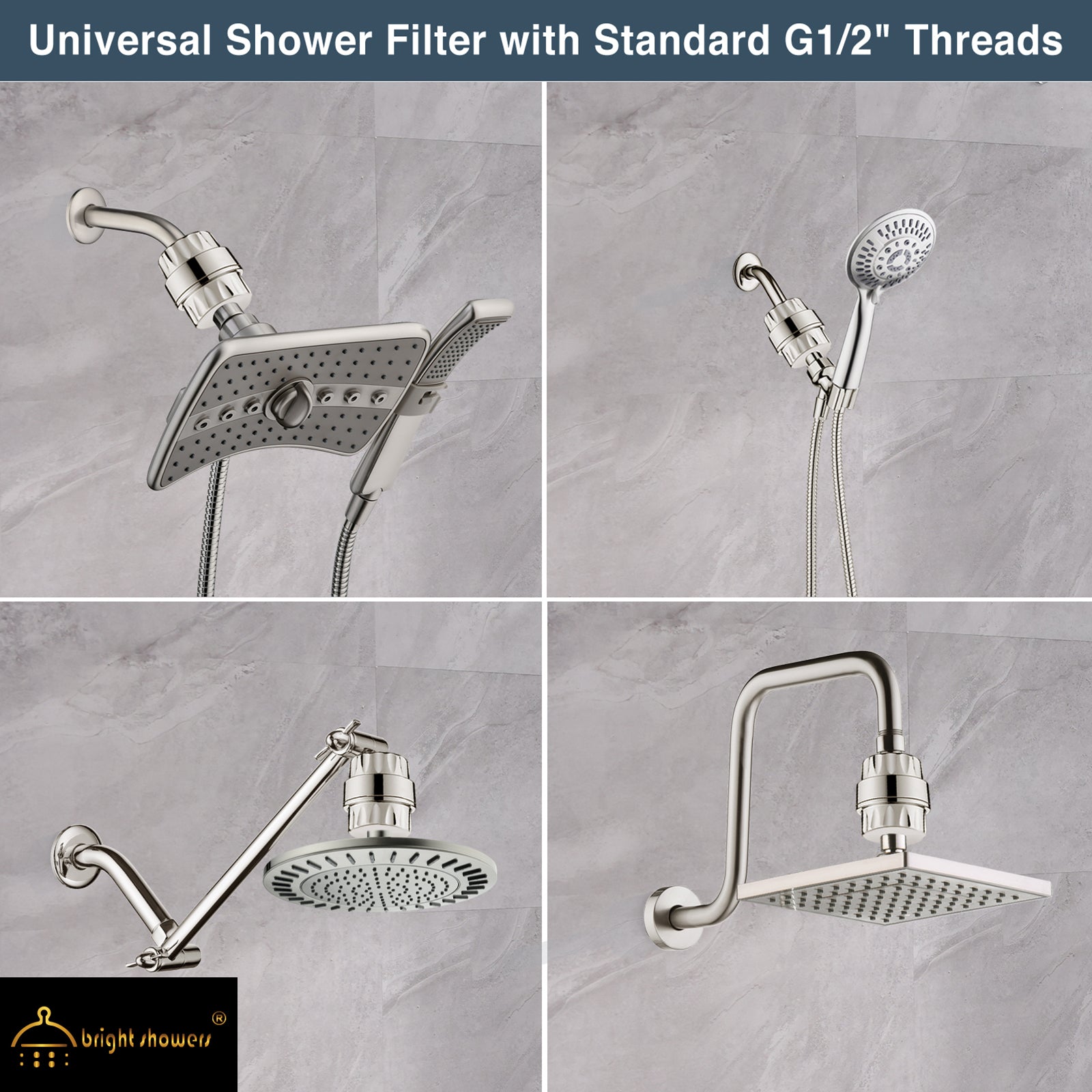 Universal Shower Head Filter | 4-in-1 Filtration | Chlorine & Heavy Metal Removal