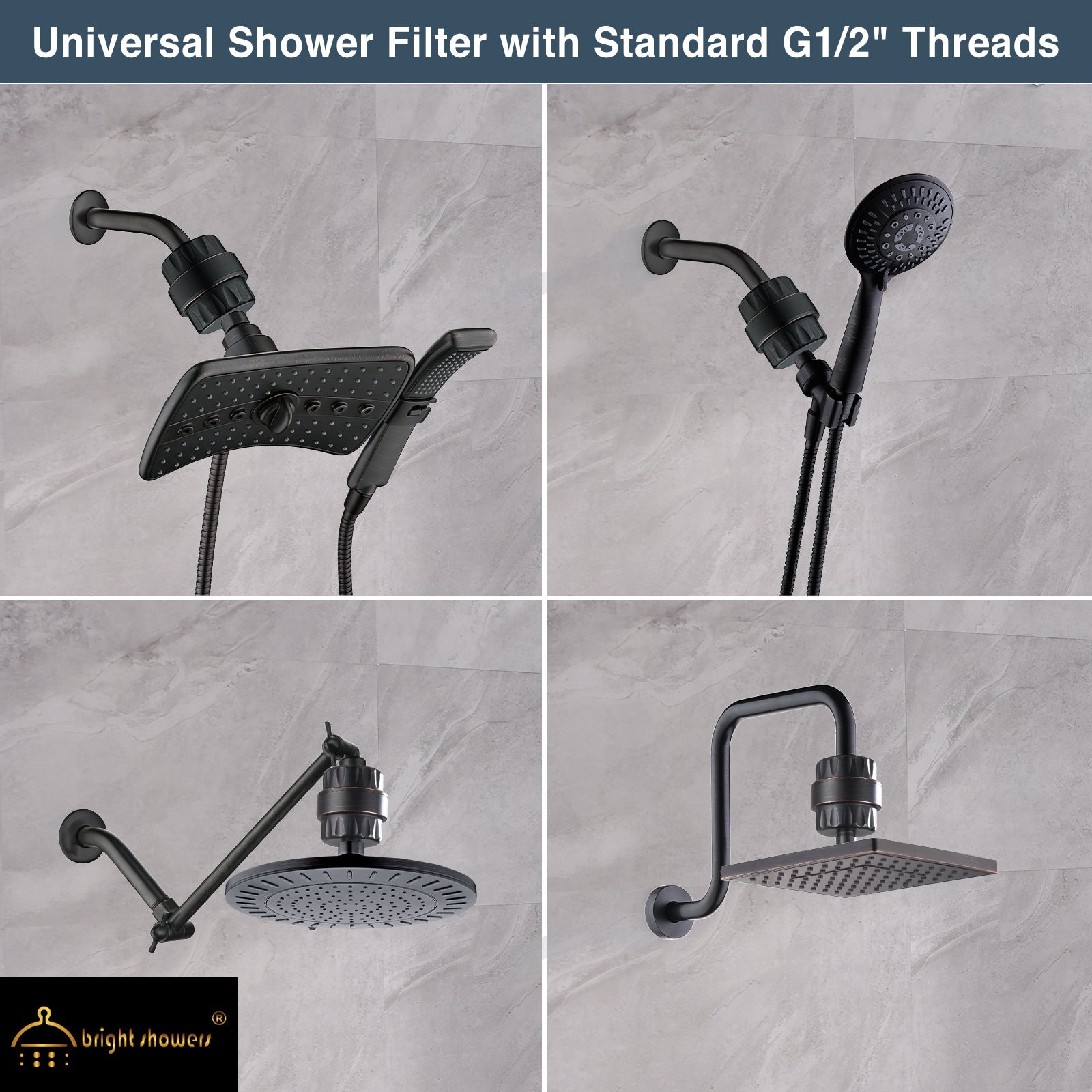 Universal Shower Head Filter | 4-in-1 Filtration | Chlorine & Heavy Metal Removal