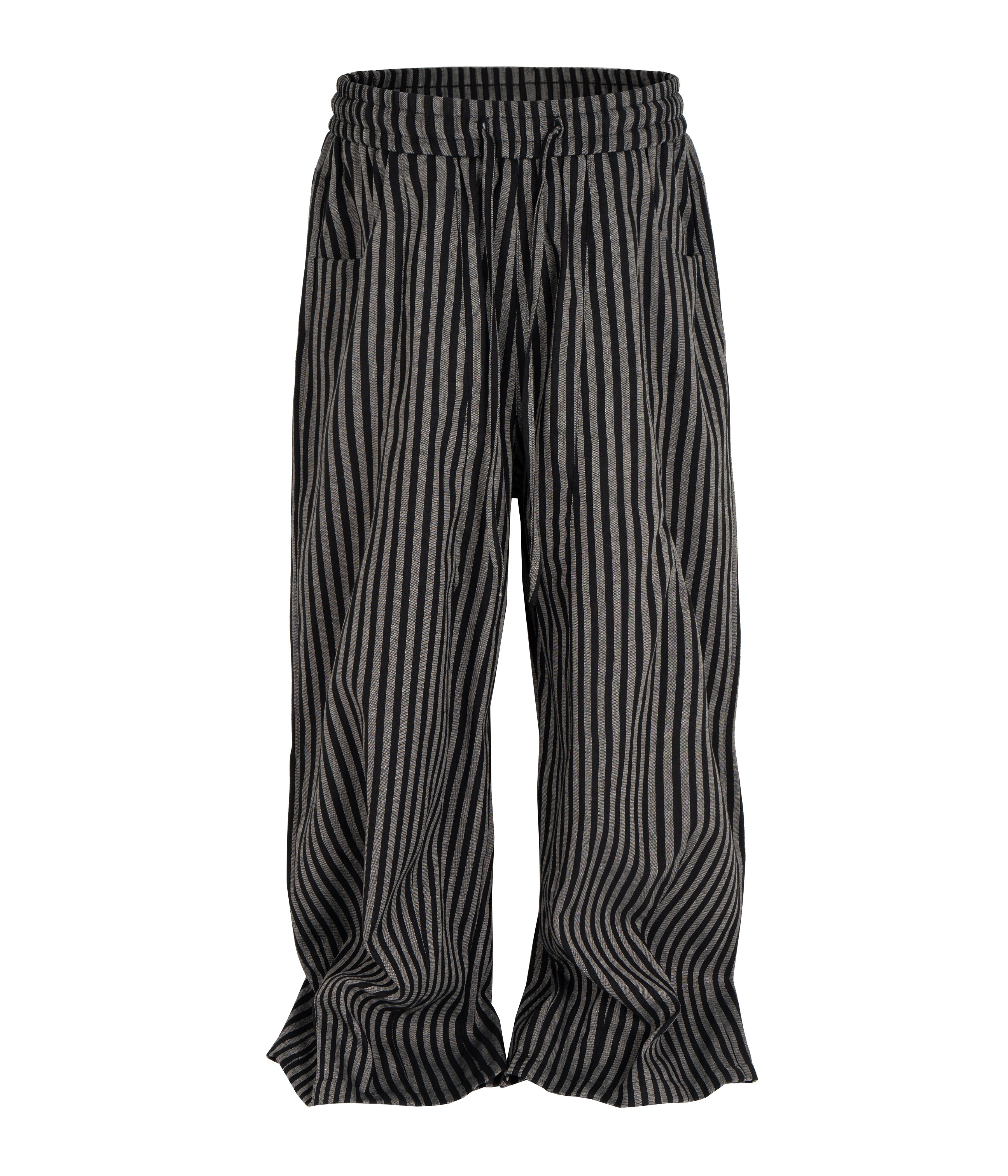 Black and white striped pants on a white background