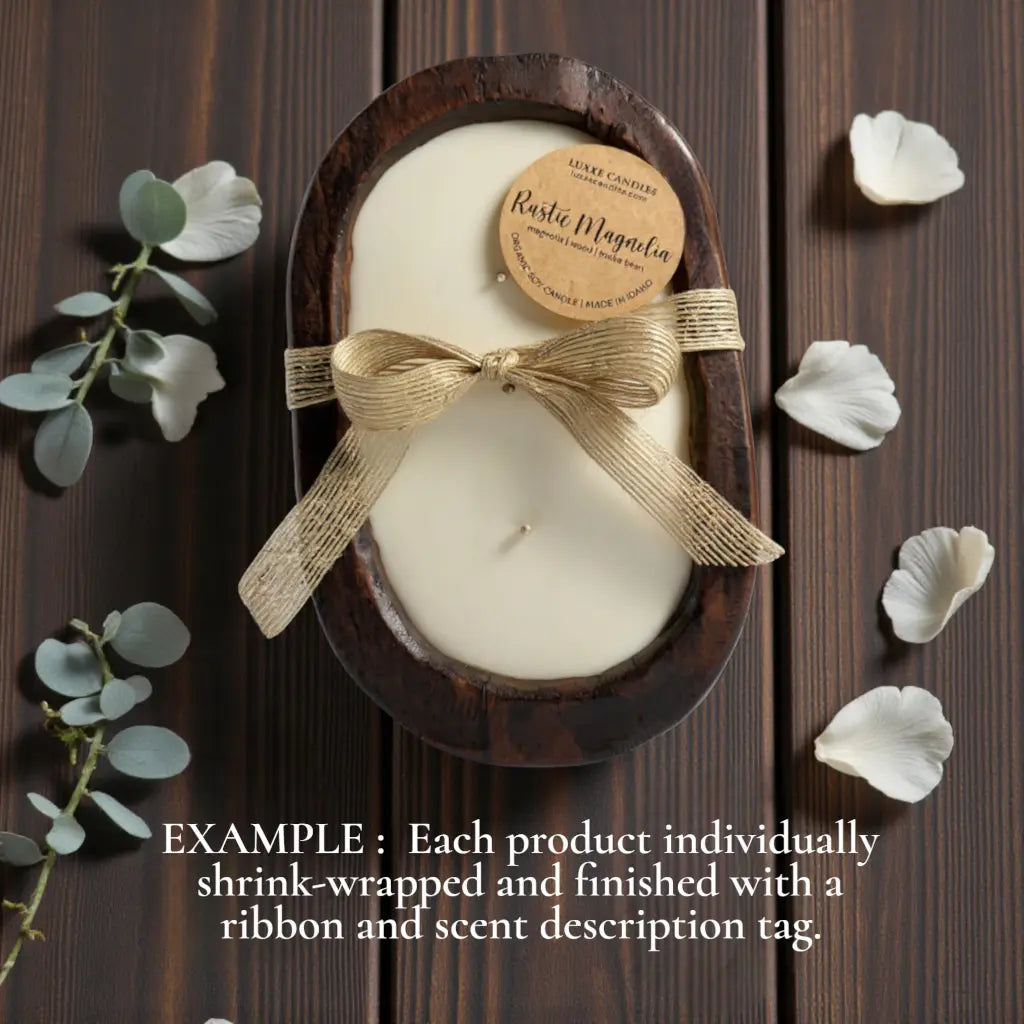 Apple Pie Soy Candle – Hand-Poured in Hand-Carved Wooden Vessel