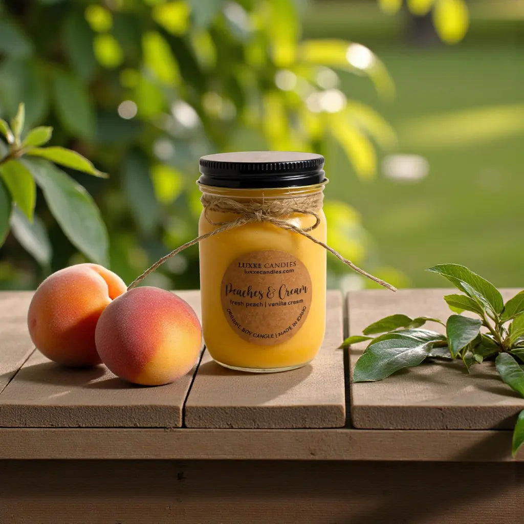Peaches & Cream Soy Candle – Hand-Poured Organic Soy Wax