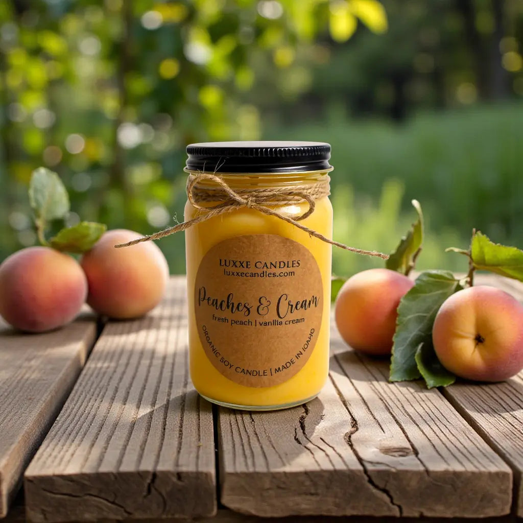 Peaches & Cream Soy Candle – Hand-Poured Organic Soy Wax