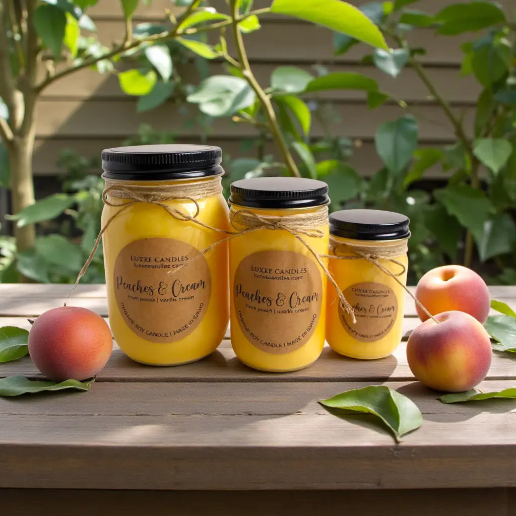 Peaches & Cream Soy Candle – Hand-Poured Organic Soy Wax