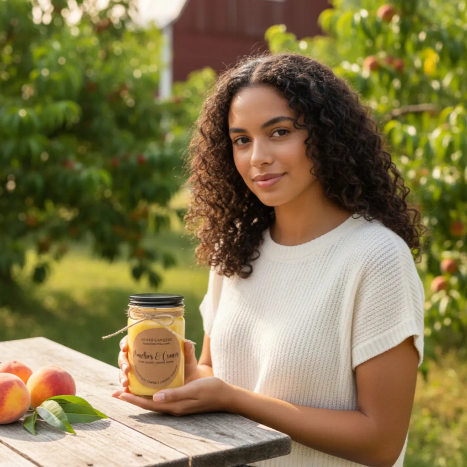 Peaches & Cream Soy Candle – Hand-Poured Organic Soy Wax
